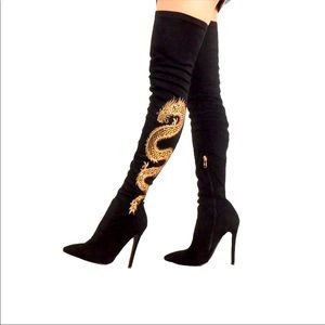 Suede Rhinestone Dragon Boots Size 7.5